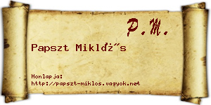 Papszt Miklós névjegykártya
