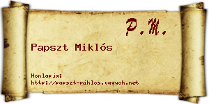 Papszt Miklós névjegykártya